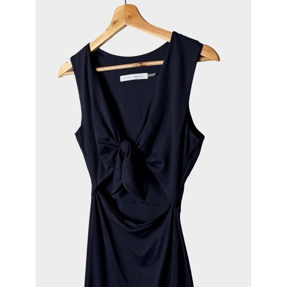 Susana Monaco Navy Mini Dress Cutout Knot Front Medium Dark Coquette Minimalist - Picture 3 of 8